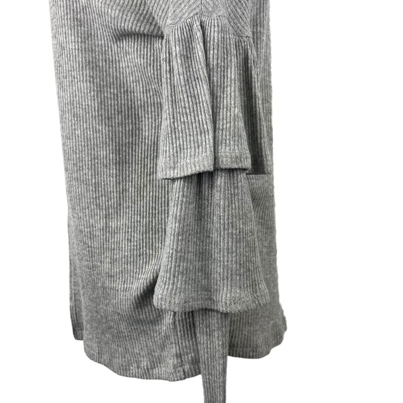 EVERLY RUFFLE SLEEVE OPEN RIBBED WATERFALL CARDIGAGN - Picture 6 of 9
